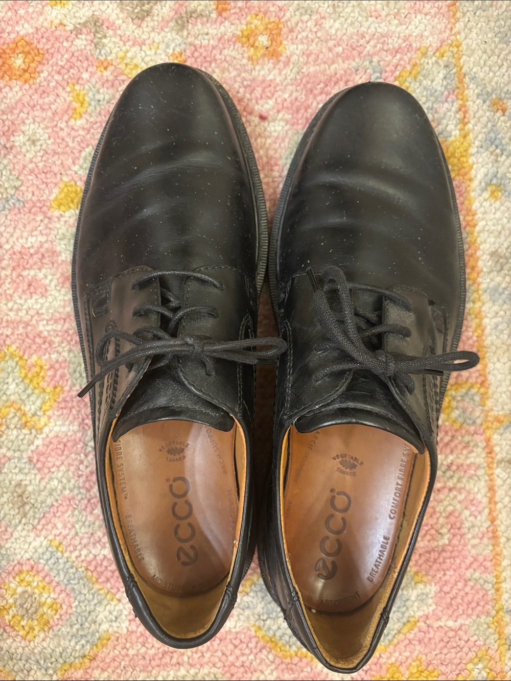 Ecco Men's Black Leather Lace-Up Oxfords